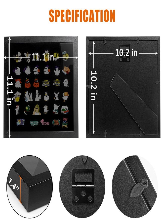 tutata Enamel Pin Display Frame, 11x11 Shadow Box for Wall and Tabletop Display, Pin Collection Display, Pin Holder, Black - Image 4